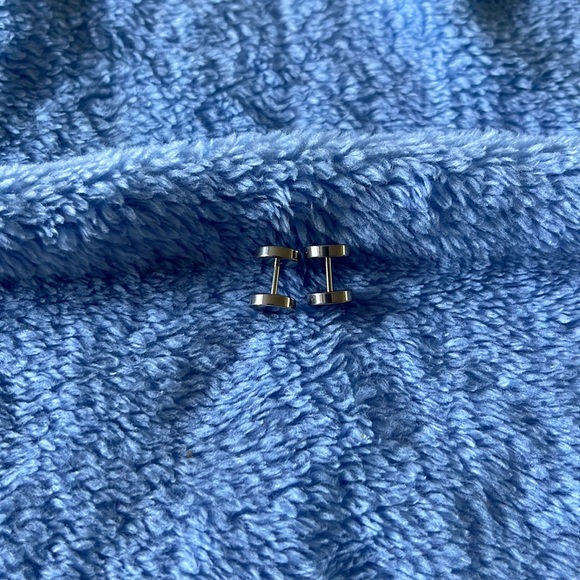 🌟Host Pick🌟 Silver unisex barbell earrings for sale - Picture 2 of 2